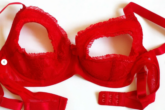 Roter BH mit offenen Nippeln, erotisches Dessous-BH, Soutien-Schlucht, 36 38