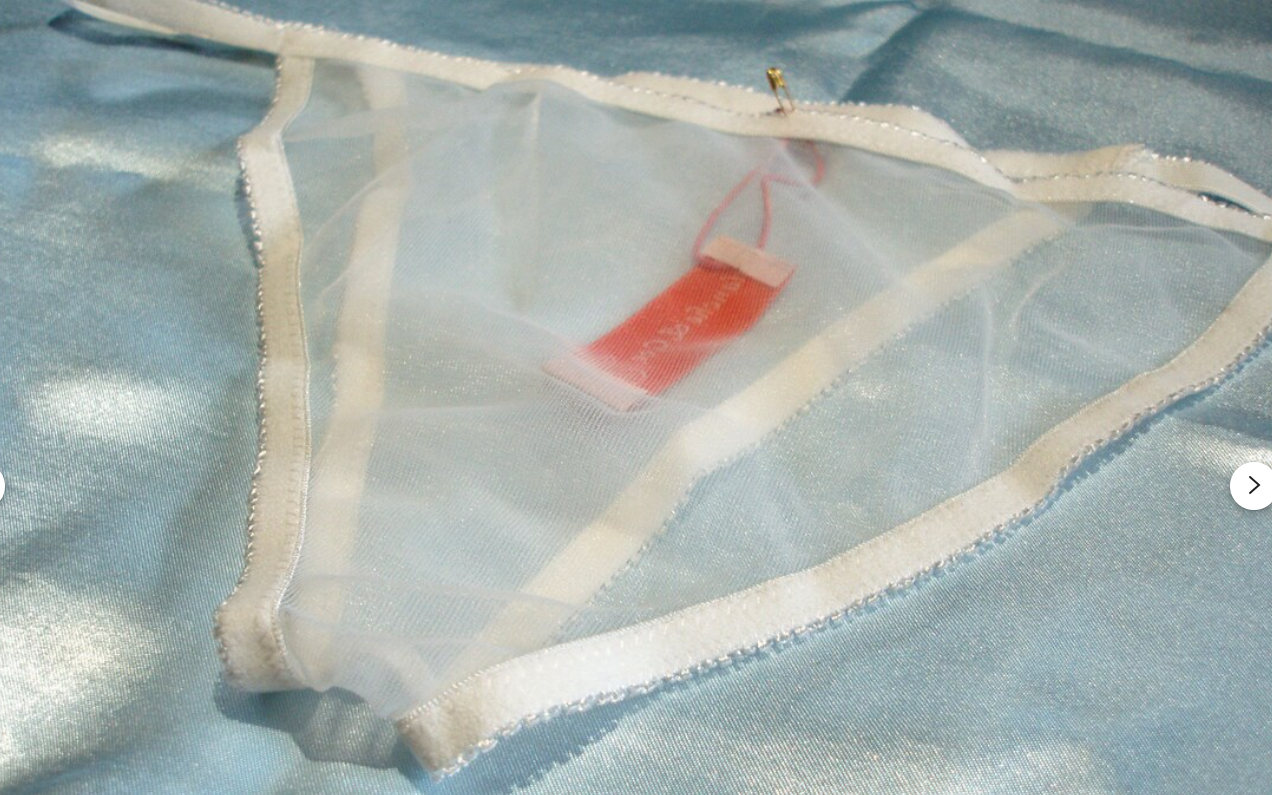 White transparent nylon bikini style knickers