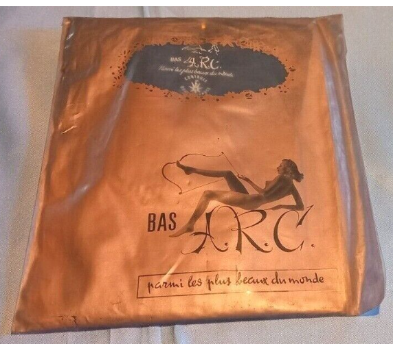 ARC French bas noir Vintage Micromesh Stockings Taille 2 Medium calze strumpfe