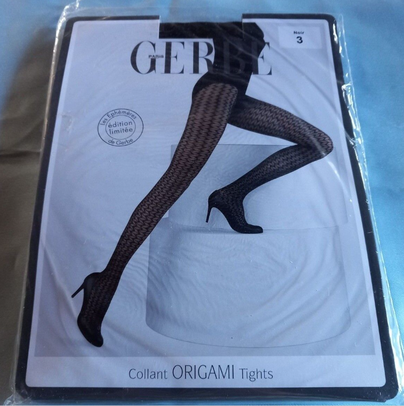 Gerbe Paris Vintage schwarze Origami-Strumpfhose Größe große Strumpfhose