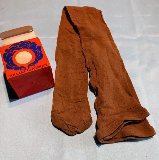 Französische Vintage Strumpfhose Palma Lange Größe Große Strumpfhose Collant Braun